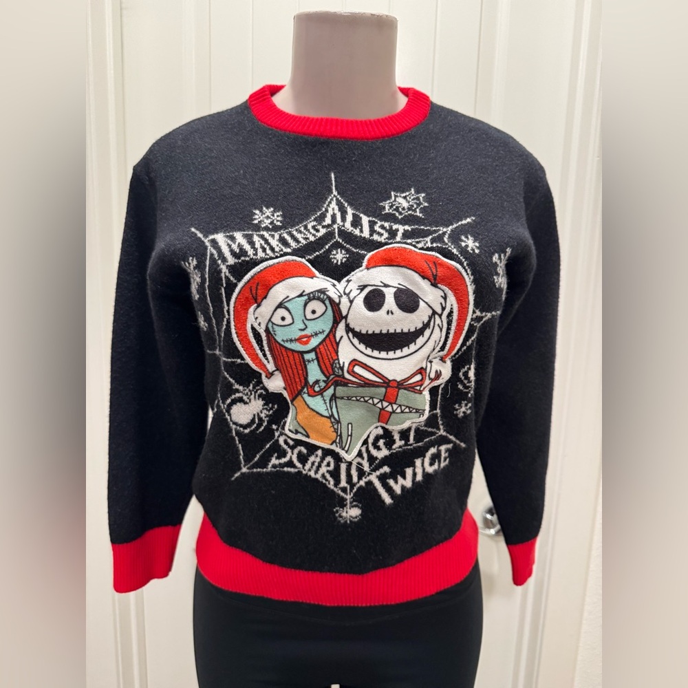 Disney Red and Black Nightmare Before Christmas Sweater